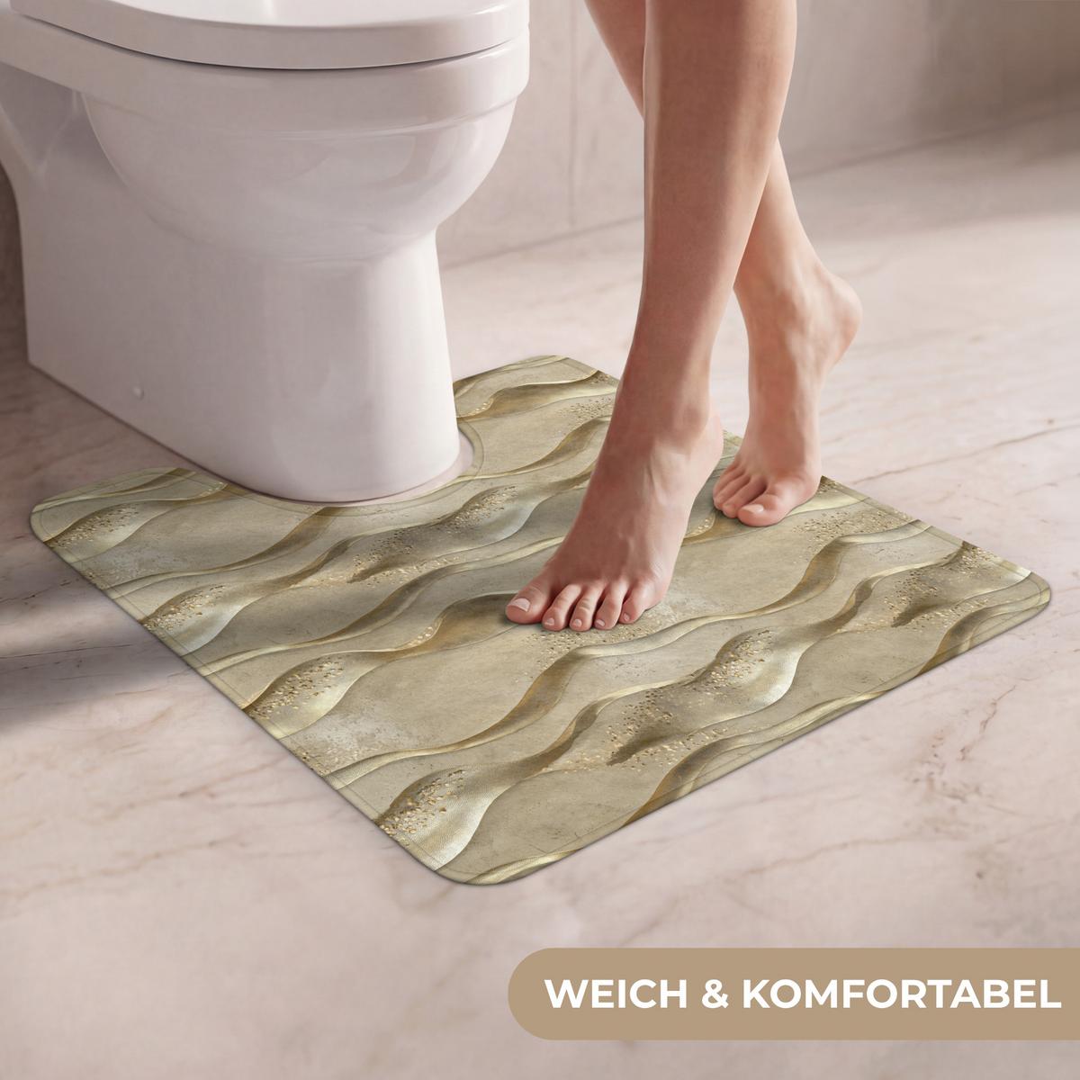 WC-VORLEGER Wellen - Muster - Gold Toilettenvorleger 55x60 cm - Messingfarben, Textil (55/1cm) - OnlyWow