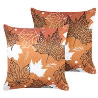 DEKOKISSEN 2er-Set Orange 45/45 cm Poinsettia - Orange, Textil (45/45cm) - Beliani
