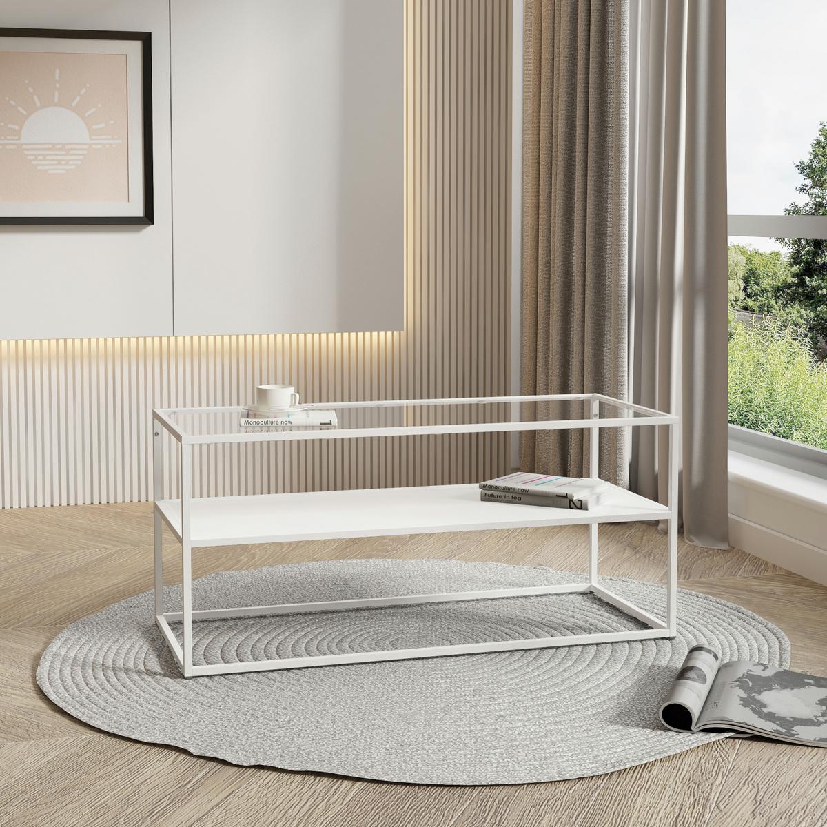 COUCHTISCH Solund 102/43/46 cm - Weiß, Metall (43/102/46cm) - [en.casa]