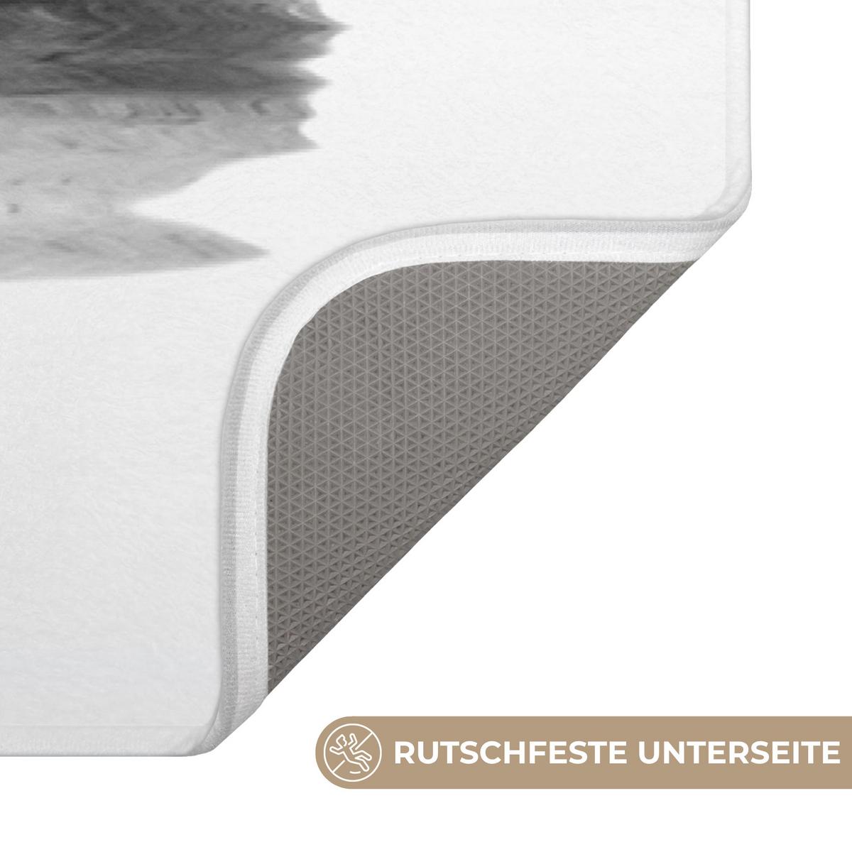 BADEMATTE Steine - Lotus - Weiß - Wasser - Zen 120x60 cm - Weiß, Textil (120/60cm) - OnlyWow