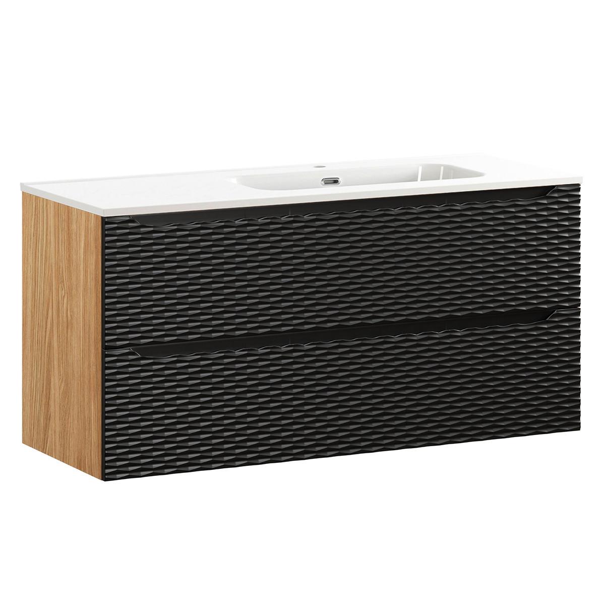 WASCHTISCH 120cm Elora Schwarz und Holz - Schwarz, Holzwerkstoff (120/57/46cm) - Petits-meubles