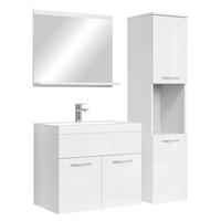 BADMÖBEL-SET Montreal 4 Teile Weiß Hochglanz - 60 x 35 x 51 cm - Weiß, Holz (60/51/35cm) - Badplaats