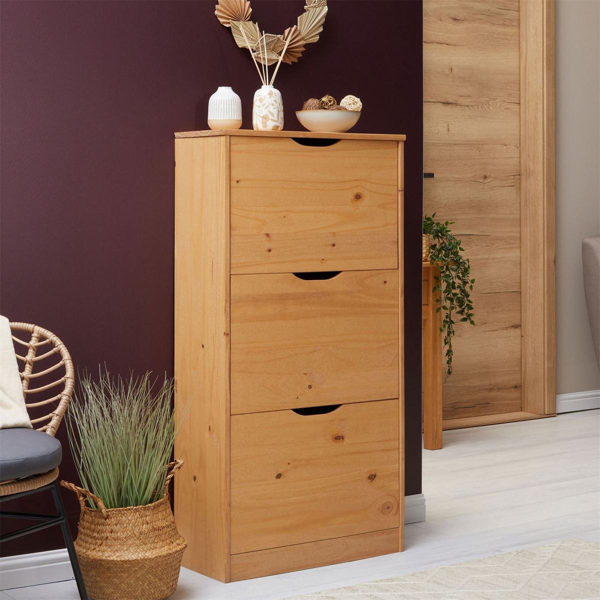 SCHUHSCHRANK BASIL braun - Braun, Holz (59/116/25cm) - IDIMEX