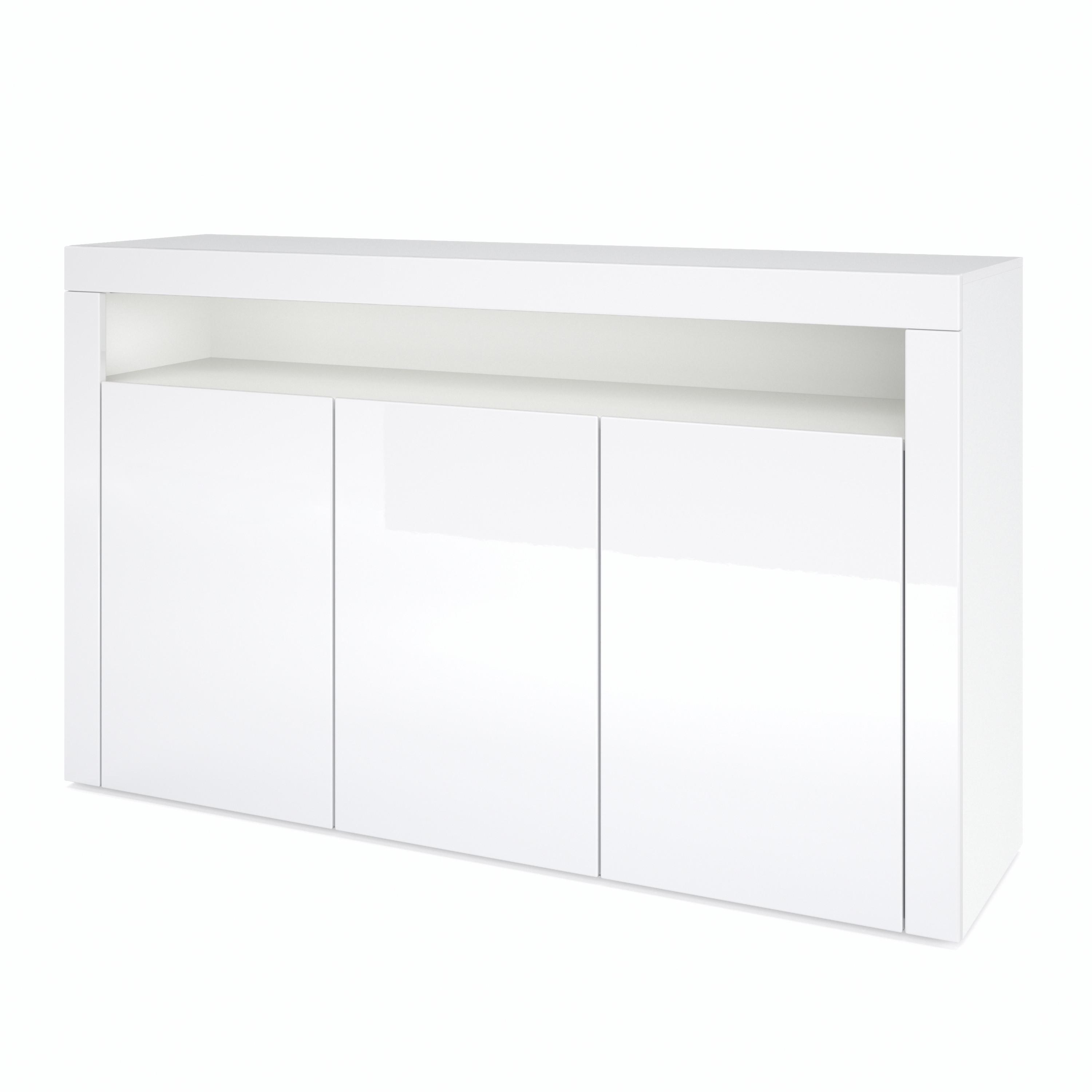 SIDEBOARD Valencia Weiß Hochglanz / Weiß Hochglanz - Weiß Hochglanz, Holzwerkstoff (155/92/40cm) - Vladon