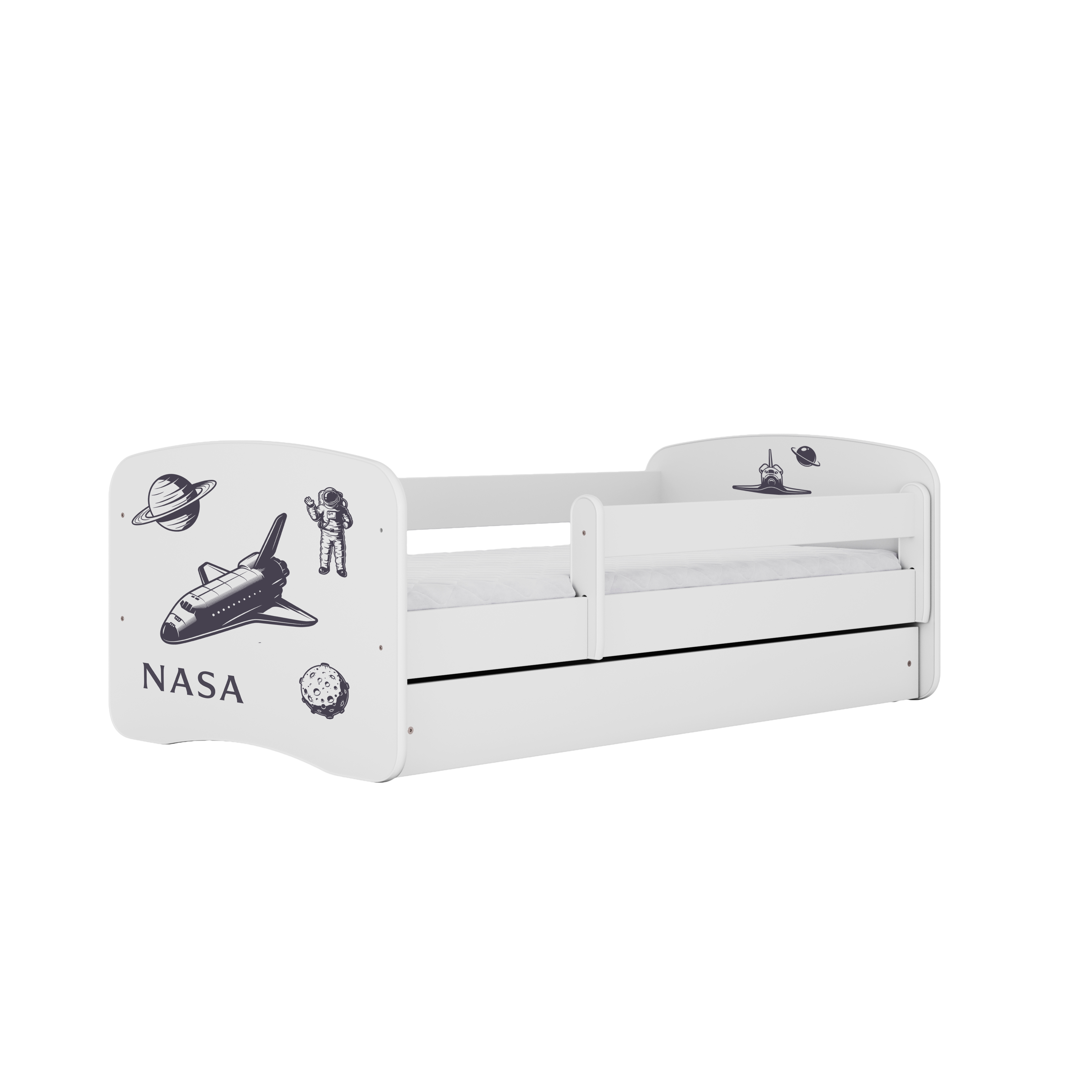 KINDERBETT NASA mit Schublade und Matratze 180/80 - Weiß, Holzwerkstoff (80/180cm) - RAUMHIRSCH FURNITURE