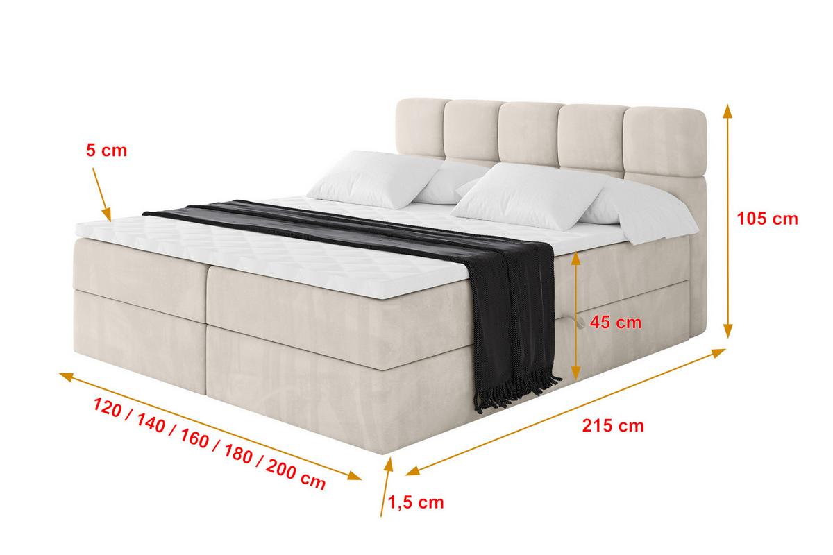 BOXBETT mit Matratze H4 - FAMA - 200x200 cm Beige Casablanca - Beige, Holzwerkstoff (200/200cm) - ALTDECOR