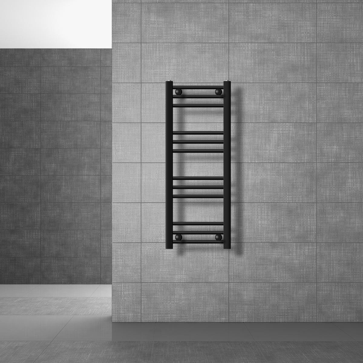 BADHEIZKÖRPER elektrisch Sahara 300x800 mm Schwarz gerade mit Heizstab 600W Digital - Schwarz, Metall (30/80/3cm) - LuxeBath