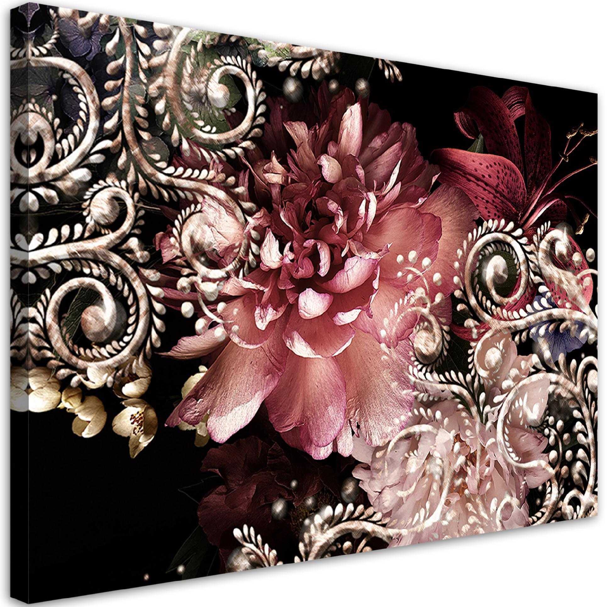 WANDBILD pfingstrose und lilienblume - Pink, Textil (60/40cm) - Feeby
