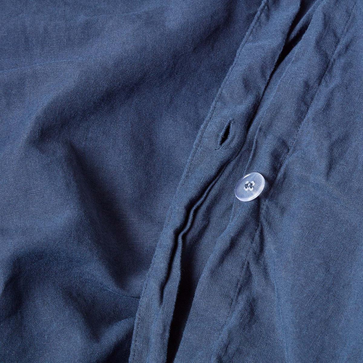 KISSENBEZUG Leinen für V-Form-Kissen - Dunkelblau, Textil (38/76cm) - Homescapes