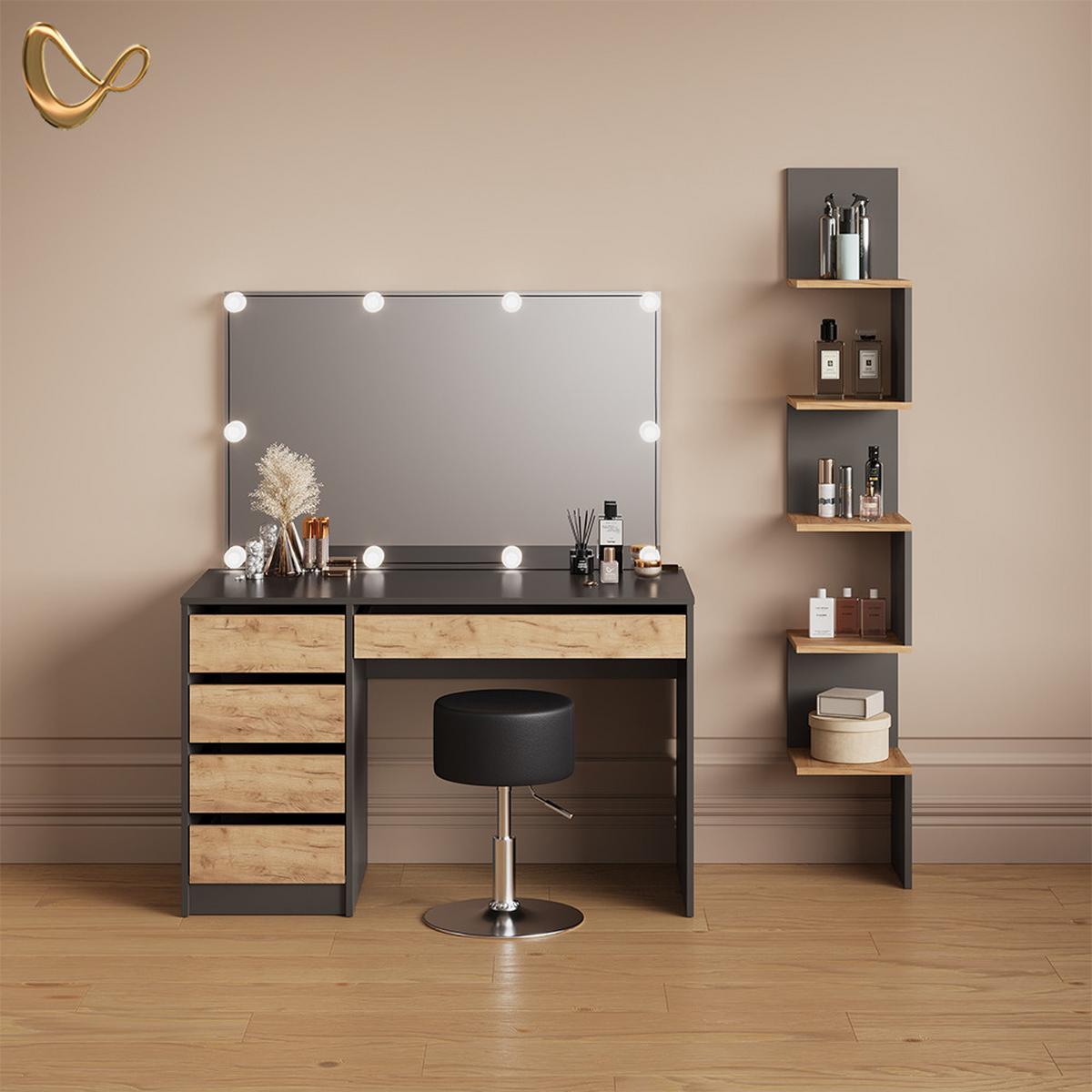 ECKREGAL Vesuvio Anthrazit 28 x 175.4 cm mit 5 Fächern - Anthrazit, Holzwerkstoff (28/175.4/28cm) - Livinity®