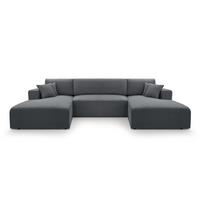 WOHNLANDSCHAFT Catea Grau 364/145/85 cm mit Schlaffunktion - Schwarz/Grau, Kunststoff/Textil (364/84/145cm) - AX Living