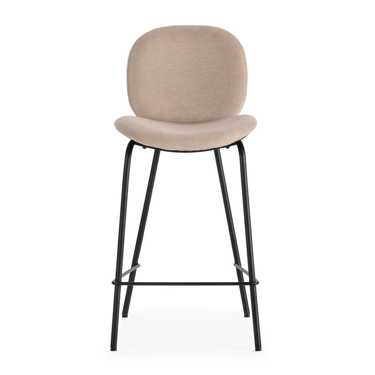 BARHOCKER (Set aus 2) aus Stoff mit schwarzen Metallbeinen - cori 43/54/66 cm - Beige, Textil (54/66/43cm) - Drawer