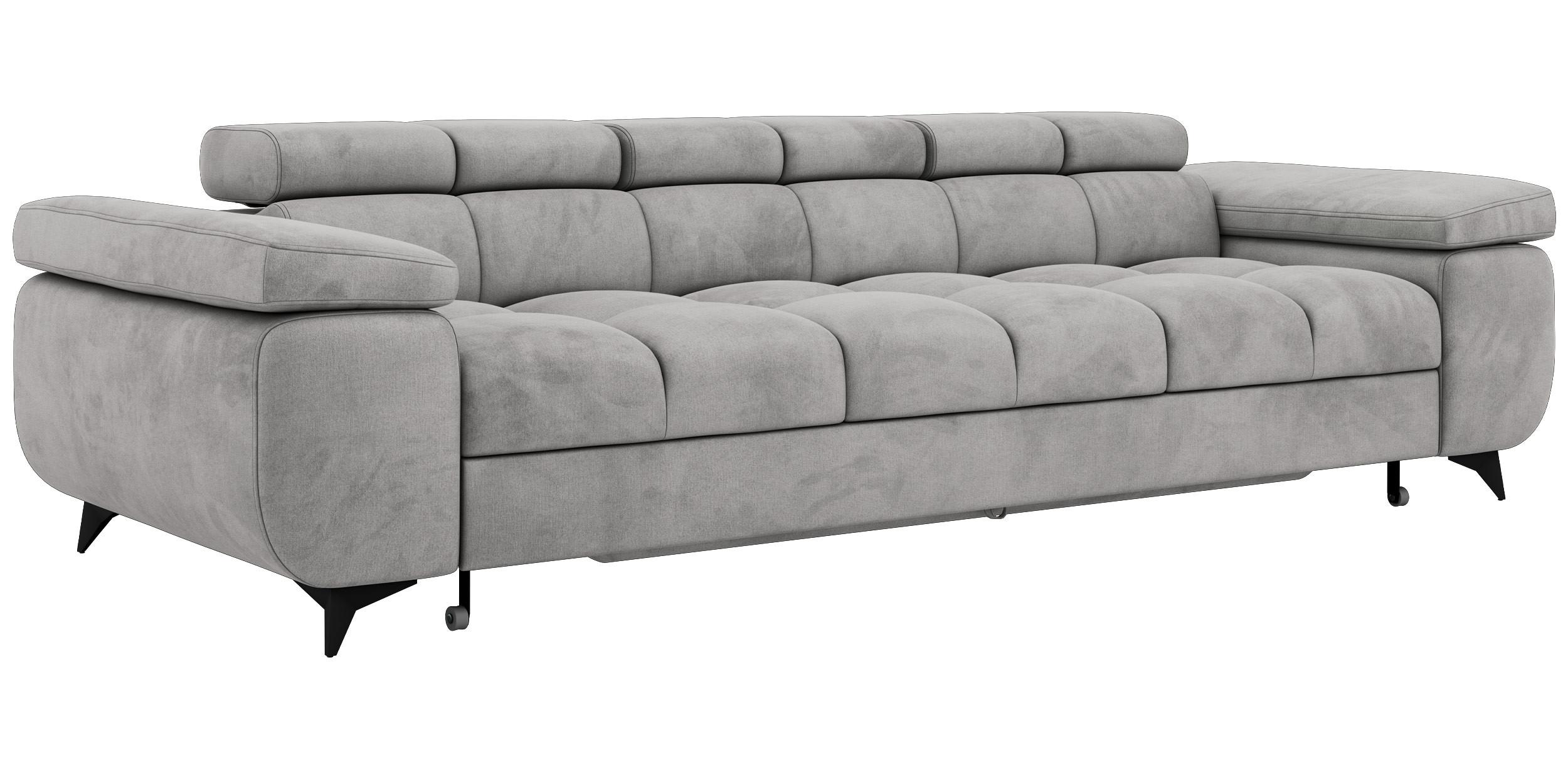 3-SITZER SOFA NIDELLO - Hellgrau Velvet - Hellgrau/Schwarz, Textil/Metall (260/70/97cm) - MKS