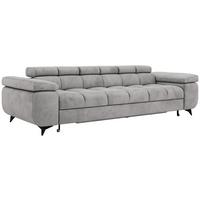 3-SITZER SOFA NIDELLO - Hellgrau Velvet - Hellgrau/Schwarz, Textil/Metall (260/70/97cm) - MKS