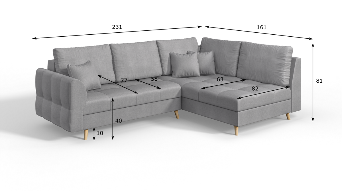ECKSOFA MIT HOCKER Lorine Mikrofaser Grau - Hellbraun/Grau, Buchenholz/Textil (231/161cm) - S-Style Möbel