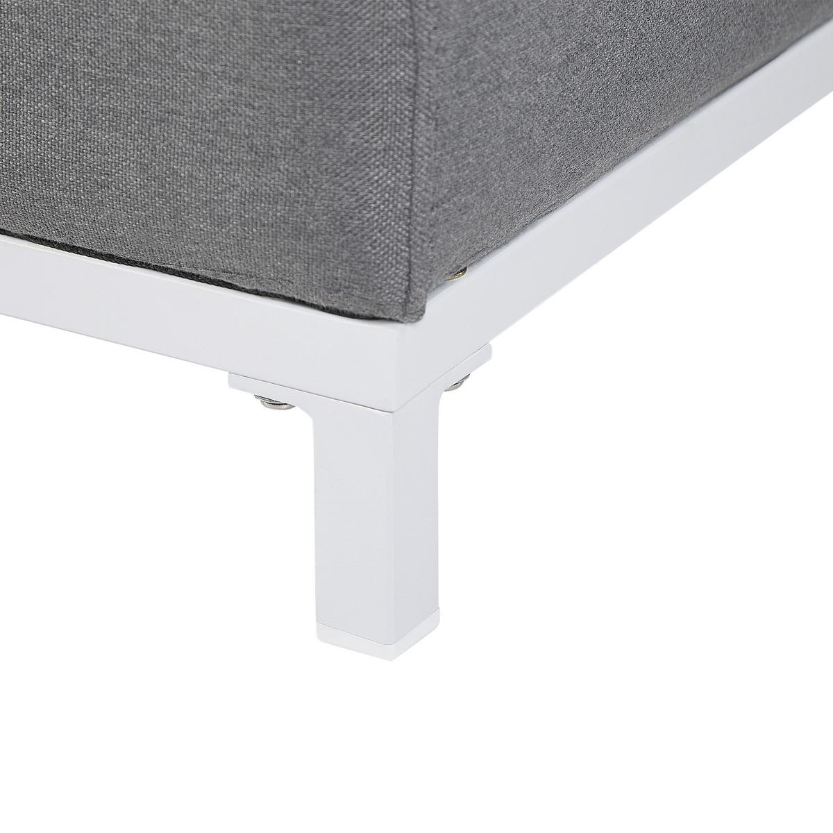 GARTENSOFA 3-Sitzer grau/weisses Gestell Rovigo - Weiß/Grau, Textil (182/66/84cm) - Beliani