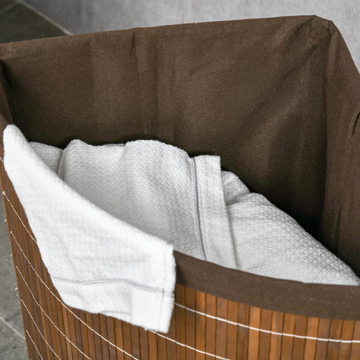WÄSCHEKORB 55L Wäschesammler Wäschebox mit Deckel, Griff, Bambus, Braun - Braun, Naturmaterialien (38/57/38cm) - HOMCOM