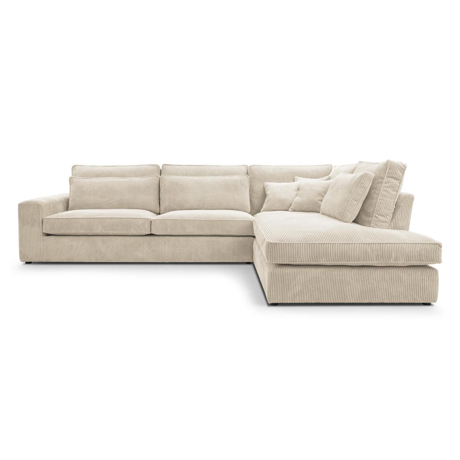 ECKSOFA Parma ohne Schlaffunktion, Cord-Stoff, Creme, Rechts - Beige/Schwarz, Textil (314/224cm) - Beautysofa
