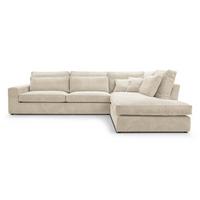 ECKSOFA Parma ohne Schlaffunktion, Cord-Stoff, Creme, Rechts - Beige/Schwarz, Textil (314/224cm) - Beautysofa
