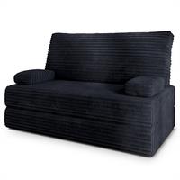 BETTSOFA LADIA aus Schaumstoff Kordstoff Schwarz Schlaffunktion - Schwarz, Textil (140/86/60cm) - MASSENO