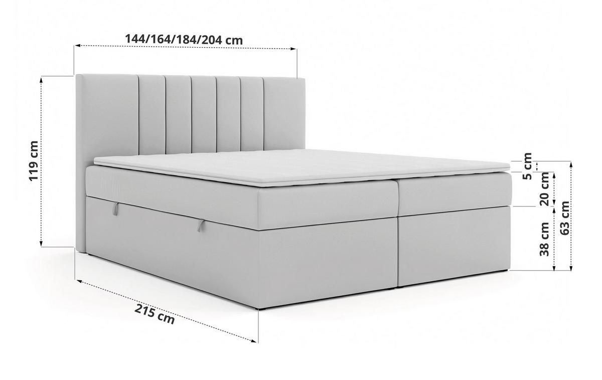 BOXBETT INERO 140/200 - Beige Velvet - Topper T25 - H3 - Beige/Schwarz, Kunststoff/Textil (140/200cm) - MKS