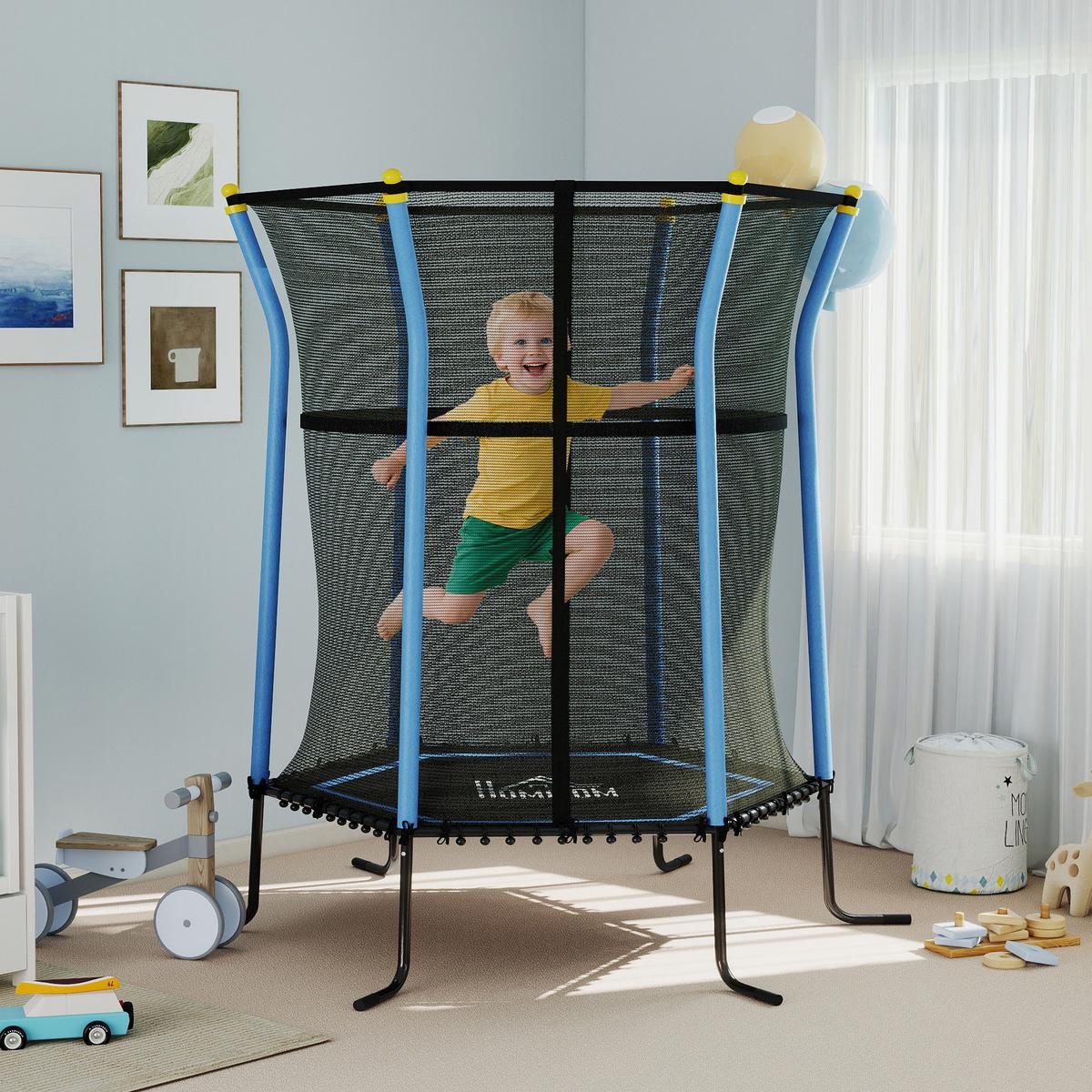 KINDERTRAMPOLIN Stahl Kunststoff Blau - Blau, Metall (111/122cm) - HOMCOM