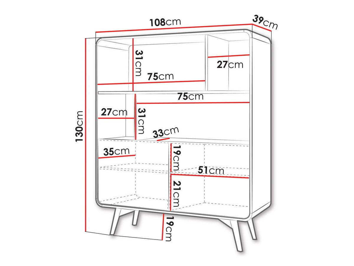 STANDREGAL Helion RG108 - Nussbaumfarben, Holz/Holzwerkstoff (108/130/39cm) - MIRJAN24