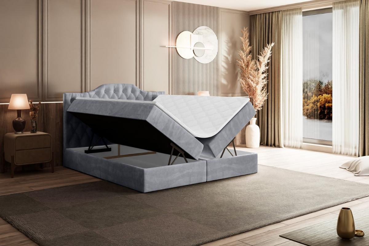 BOXBETT VILA-1 - 180x200 cm - H3 - Hellgrau - Hellgrau, Holzwerkstoff (180/200cm) - ALTDECOR