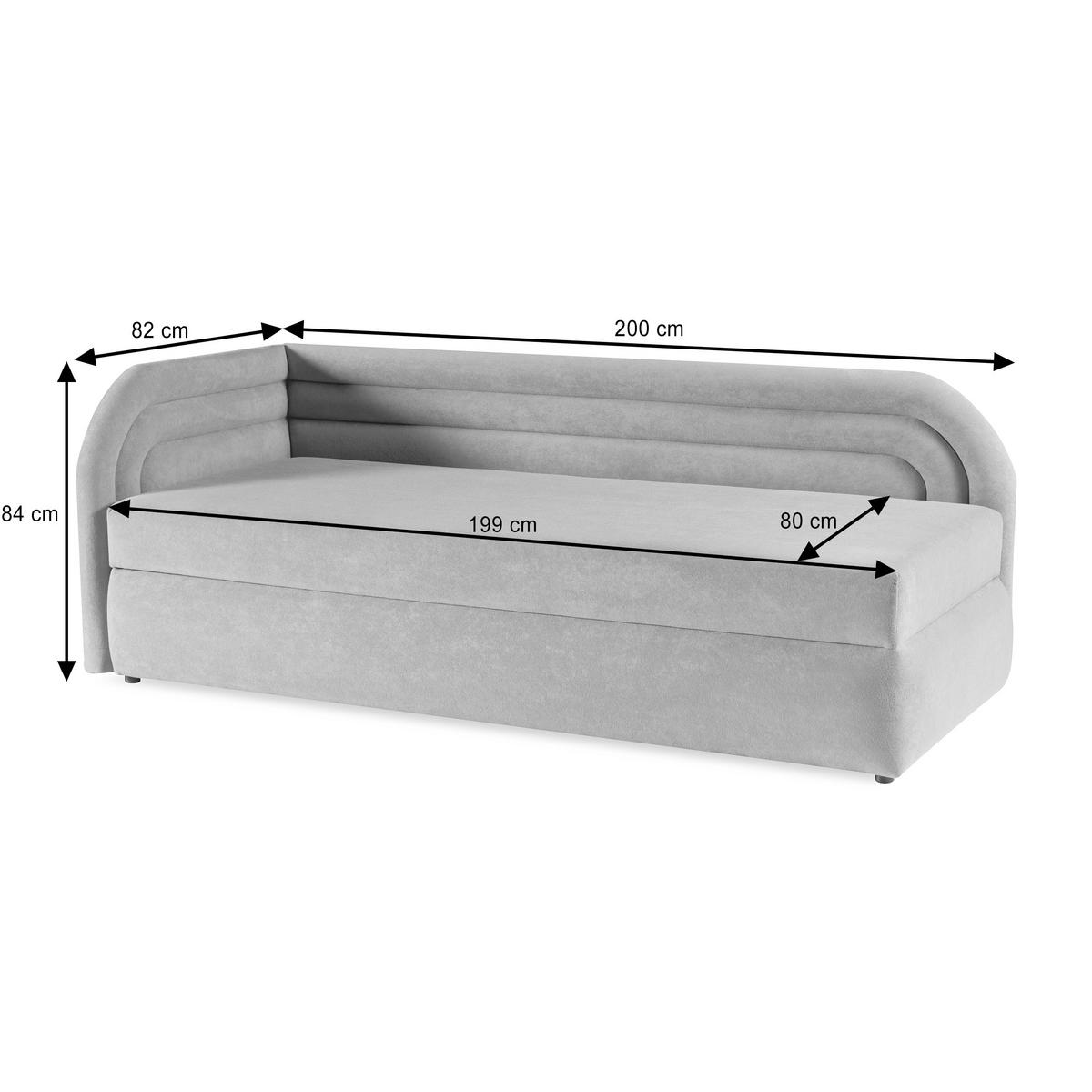 POLSTERBETT Cobi, Eckbett 80x200 cm mit Bettkasten, Hellbraun, Links - Hellbraun, Textil (80/200cm) - Beautysofa