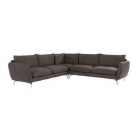 ECKSOFA Elou Braun - Khaki Microfaser - Chromfarben/Dunkelbraun, Holz/Textil (276/276cm) - S-Style