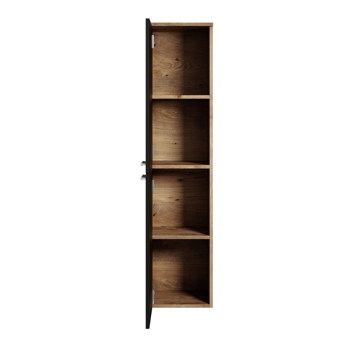 BADEZIMMERSCHRANK Saturnus mit 2 Türen Kastanien Eiche / Schwarz - 35 x 35 x 130 cm - Eichefarben/Schwarz, Holz (35/130/35cm) - Badplaats