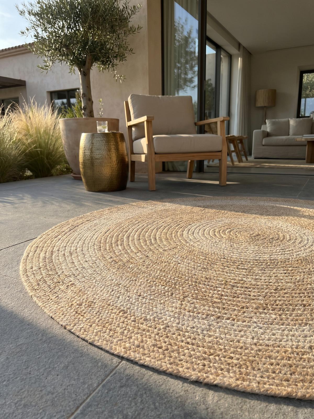 OUTDOORTEPPICH KAUNS, im Vintage-Stil, Beige, Ø 80 cm - Beige, Textil (80/80cm) - KADIMA DESIGN