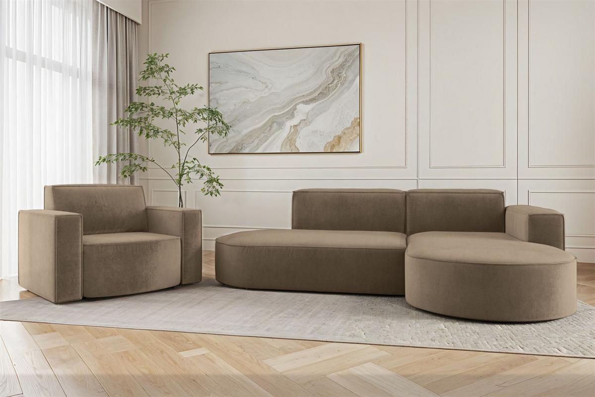 SOFASET Palma In Noel - Braun, Holzwerkstoff/Textil (236/78/165cm) - Fun Möbel