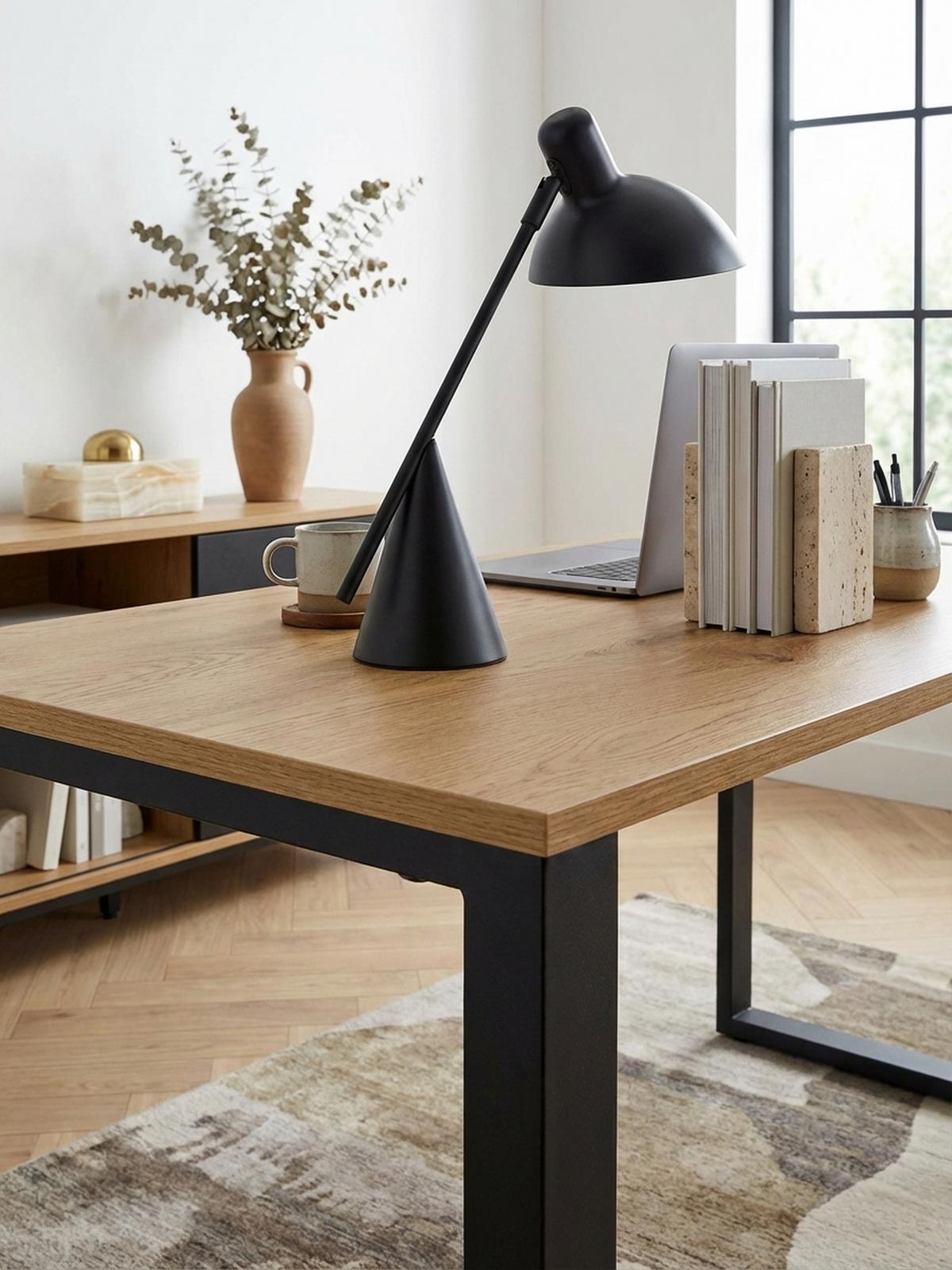 SCHREIBTISCH – Eiche, 120x60x76 cm, Metallbeine, robust & vielseitig - Schwarz/Braun, Holz/Metall (60/120/76cm) - KADIMA DESIGN