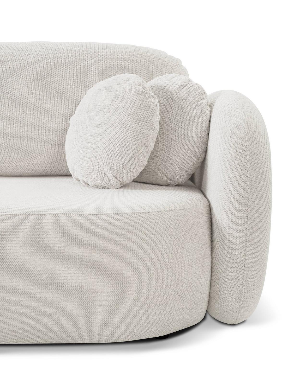 ECKSOFA AMICO L-S Weiß Geflochtener Stoff mit Schlaffunktion - Weiß, Holz (248/174cm) - MASSENO