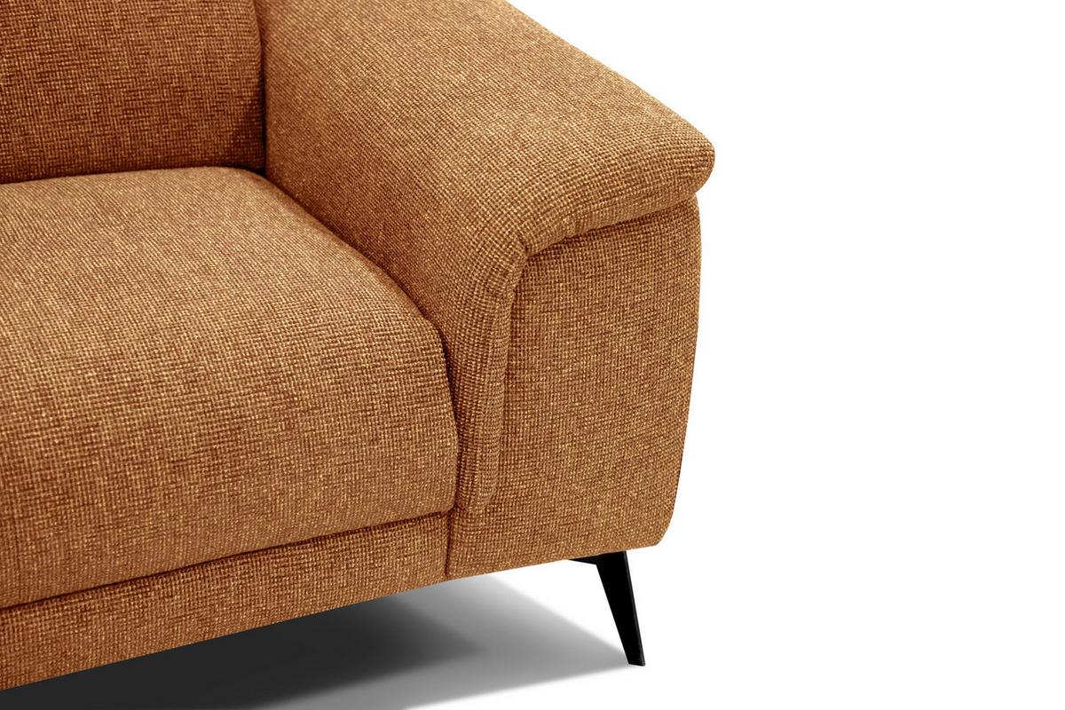 RELAXSOFA FIERO 3-Sitzer mit 1 Relaxfunktion, orange - Schwarz/Orange, Holzwerkstoff/Textil (212/82/103cm) - Wozimo