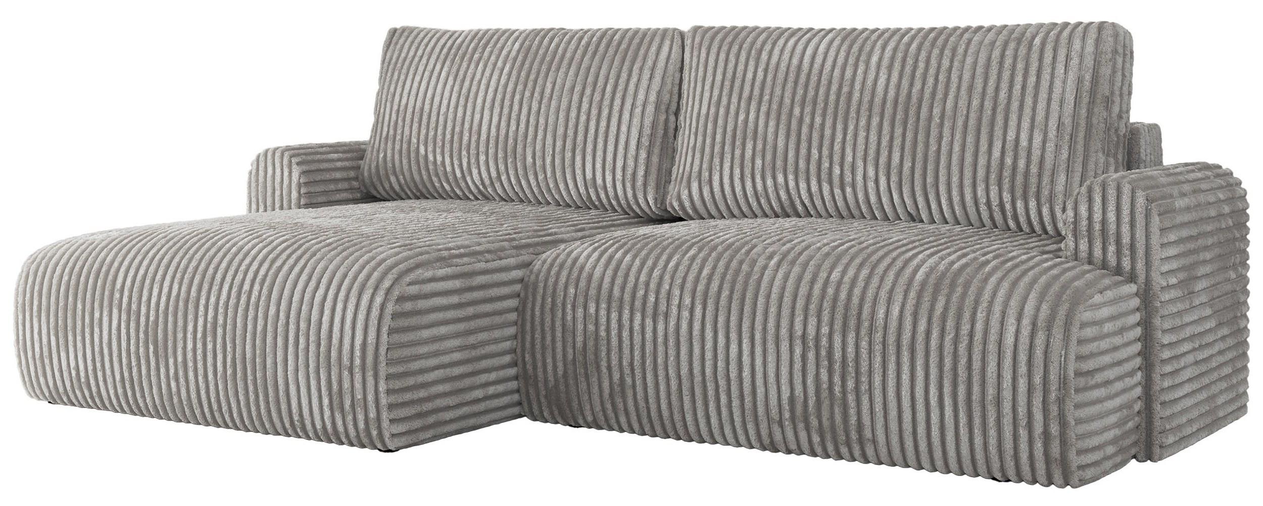 ECKSCHLAFSOFA TONO L Grau Cord - links - Schwarz/Grau, Kunststoff/Textil (260/150cm) - MKS