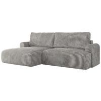 ECKSCHLAFSOFA TONO L Grau Cord - links - Schwarz/Grau, Kunststoff/Textil (260/150cm) - MKS