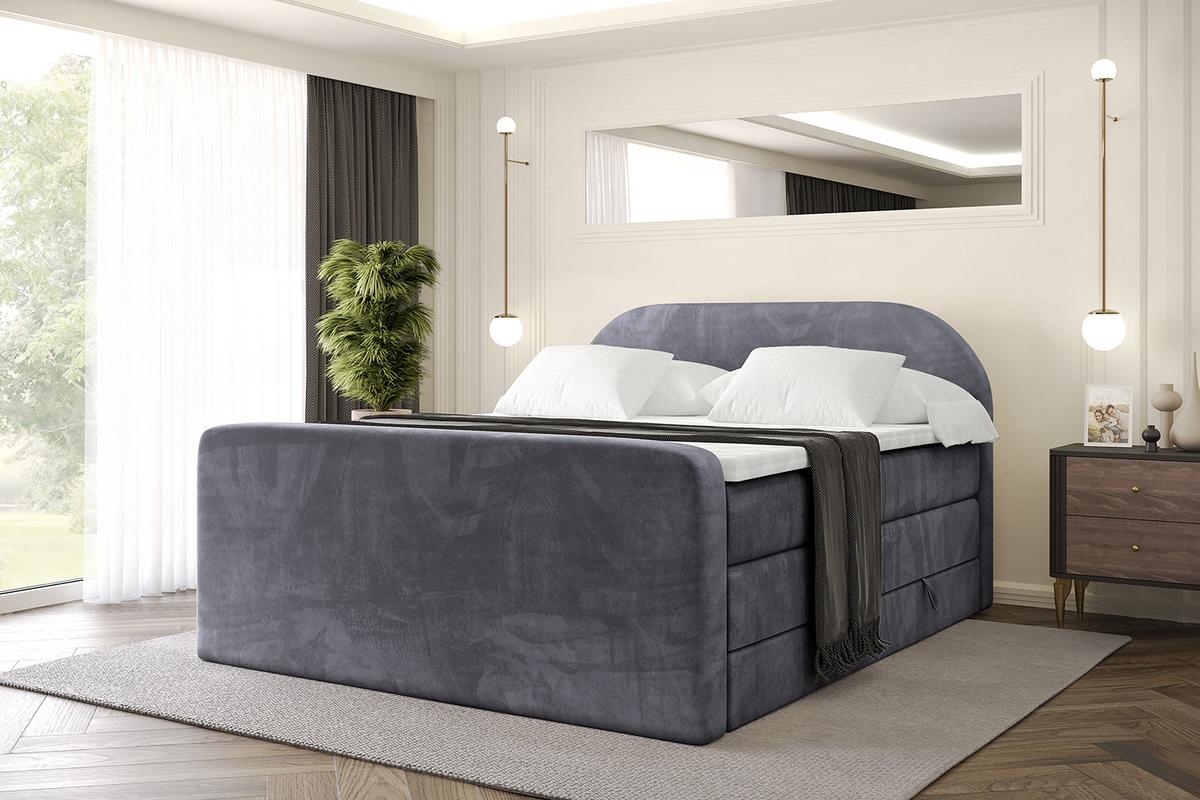 BOXSPRINGBETT mit Matratze und Lattenrost - NOX-Z KING-200x200 - Dunkelgrau Casablanca - Dunkelgrau, Holzwerkstoff (200/200cm) - ALTDECOR