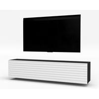 LOWBOARD ZIVOLLI 160 Schwarz, Weiße Lamellen 160/34/40 cm – TV-Hängeschrank mit Lamellenfront - Schwarz/Weiß, Holzwerkstoff/Kunststoff (160/34/40cm) - AX Living