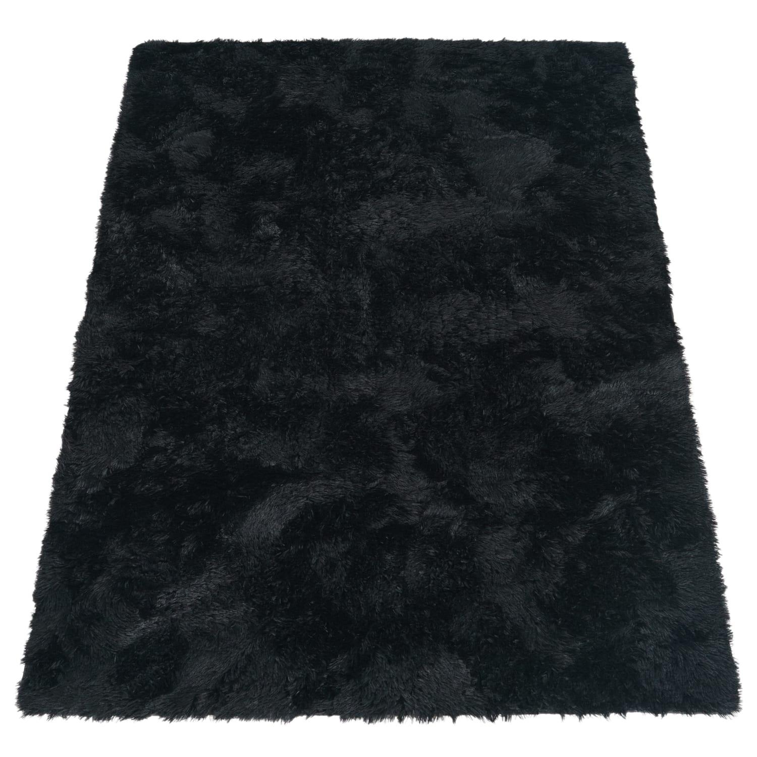 HOCHFLORTEPPICH, einfarbig, aus Polyester, Schwarz, 60 x 100 cm - Schwarz, Textil (60/100cm) - KADIMA DESIGN
