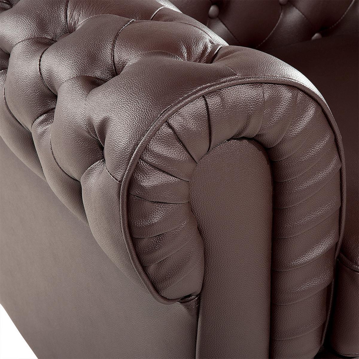 SESSEL Leder braun Chesterfield - Braun, Leder (108/70/77cm) - Beliani