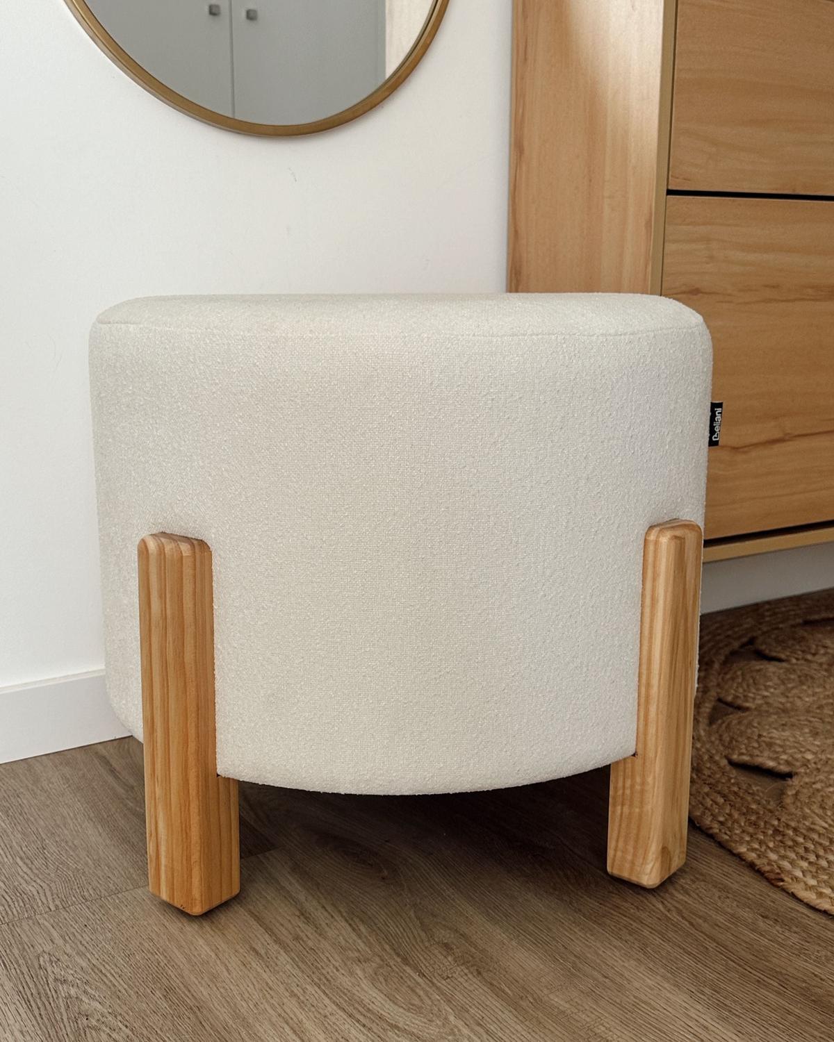 POUF Cremeweiß Terry - Weiß/Braun, Textil (53/43/53cm) - Beliani
