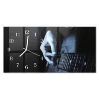 WANDUHR aus Glas 60x30 cm - Gitarrist - Schwarz, Glas (60/30/0.4cm) - TULUP