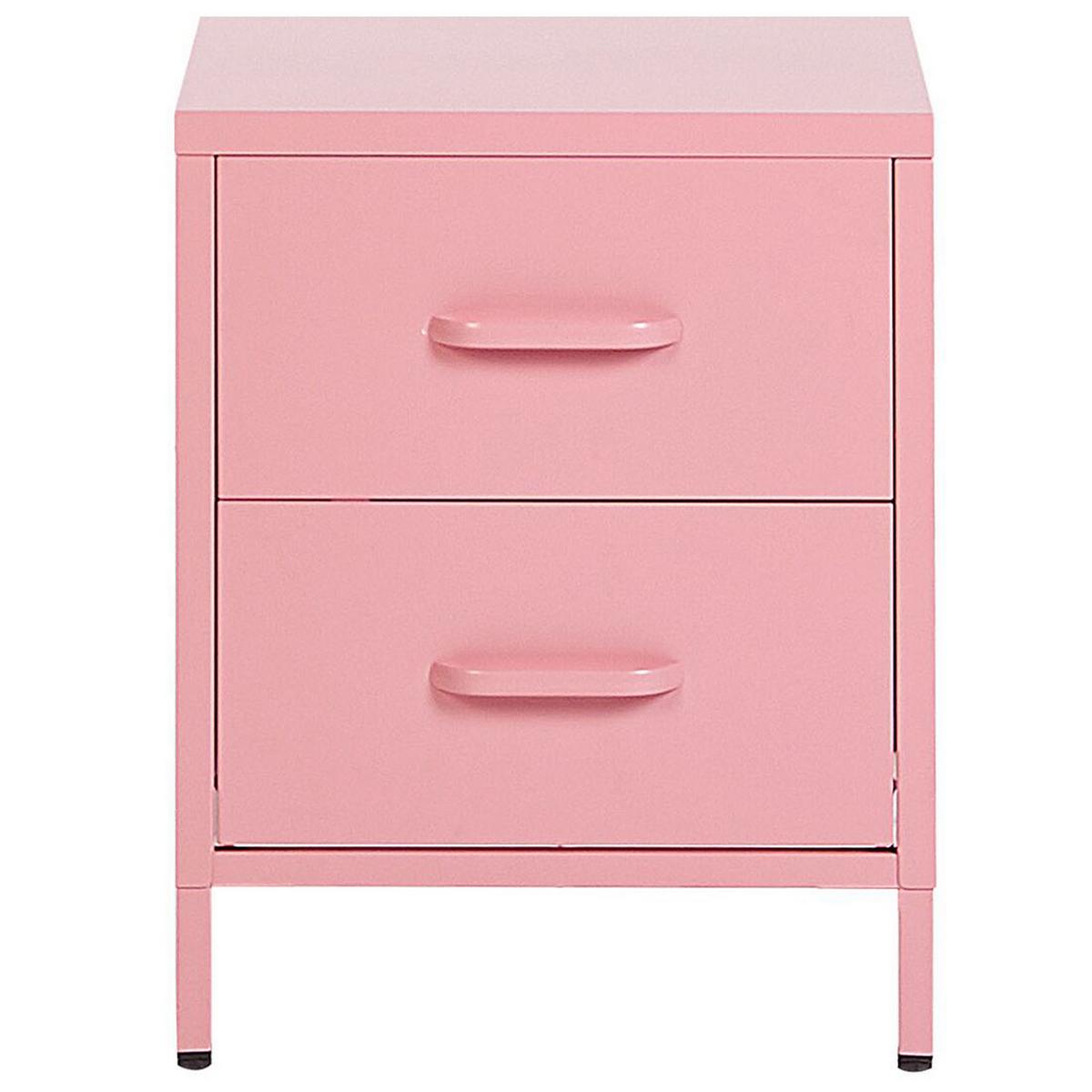 NACHTTISCH Stahl rosa matt 2 Schubladen Malavi - Pink, Metall (43/55/40cm) - Beliani