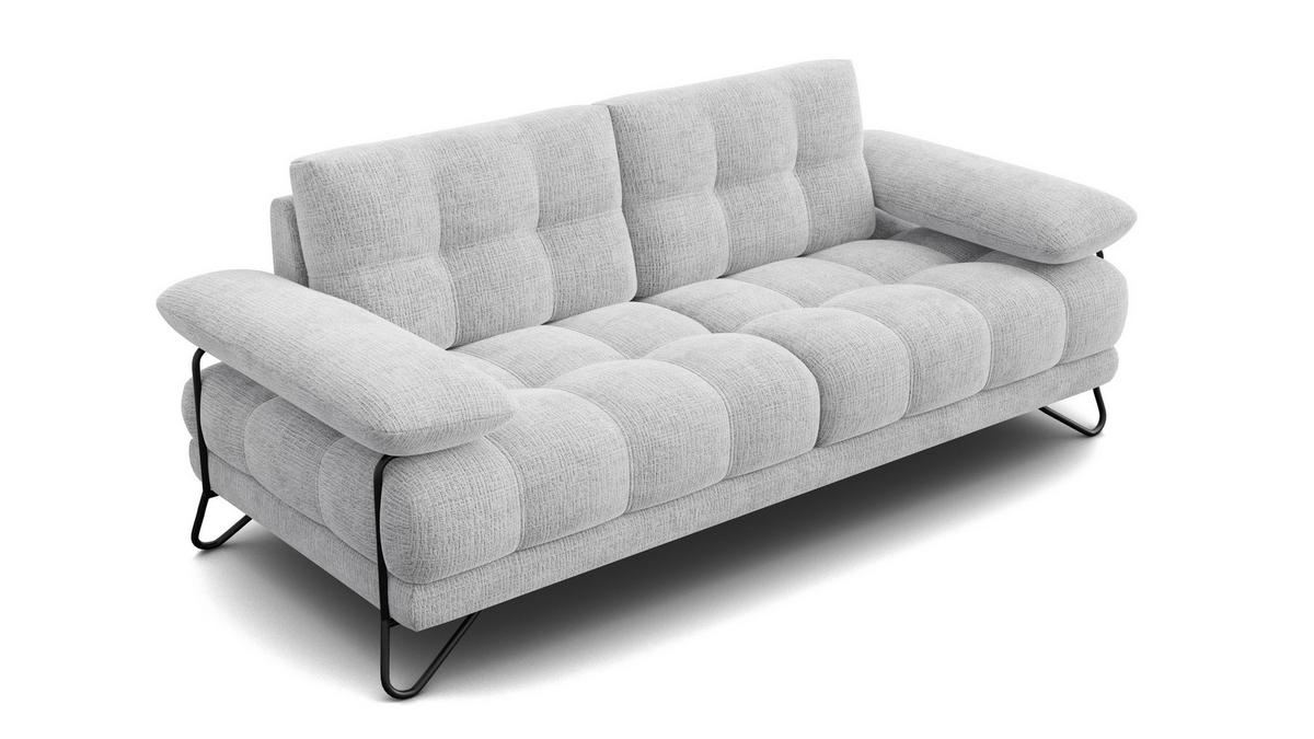 SOFA BUBBARA 2,5-Sitzer, hellgrau - Hellgrau/Schwarz, Holz/Textil (215/87/96cm) - Wozimo