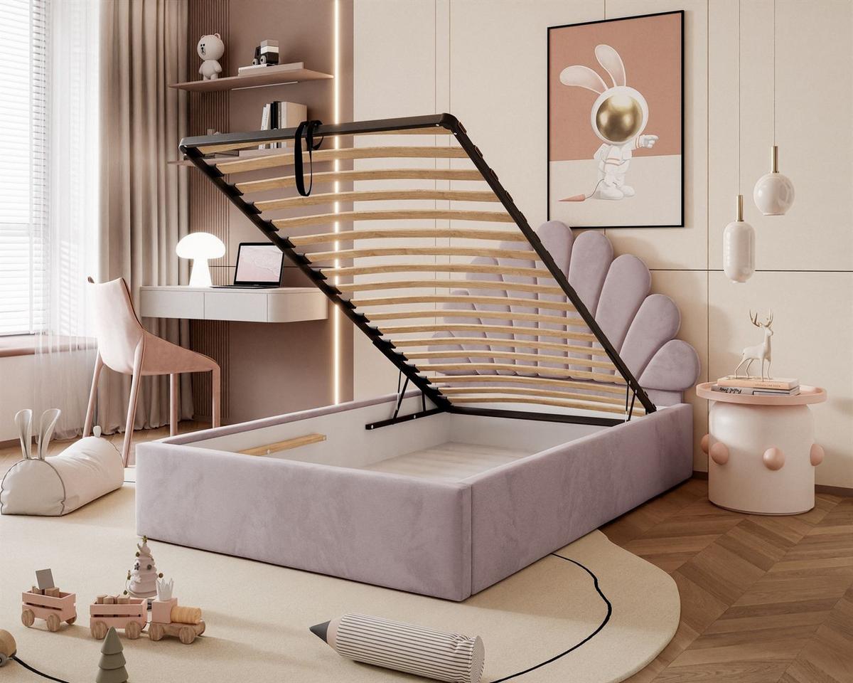 POLSTERBETT ASHLEY mit Bettkasten 160x200 cm, Stoff: Magic Velvet 2249 - Violett, Textil - Lookway