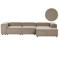 ECKSOFA Modul 4-Sitzer linksseitig Hellbraun Cord Ardal - Hellbraun/Schwarz, Textil (326/180cm) - Beliani
