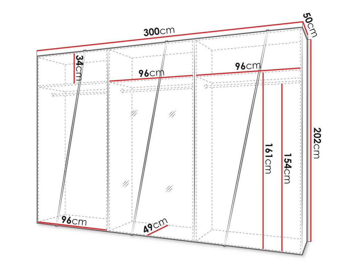 DREHTÜRENSCHRANK Zen 2L 300 cm - Kaschmir/Goldfarben, Holzwerkstoff/Kunststoff (300/202/50cm) - MIRJAN24