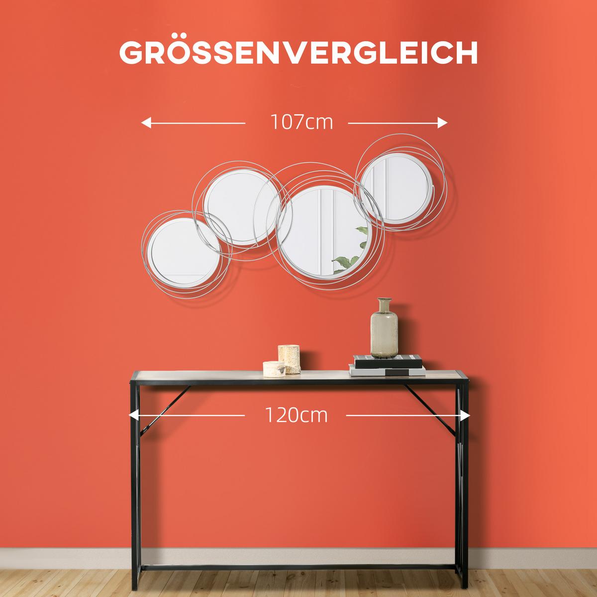 4ER Set Spiegel für Wanddekoration, Wanddekoration mit 4 runden Spiegeln Metall - Silberfarben, Metall (4/56/107cm) - HOMCOM